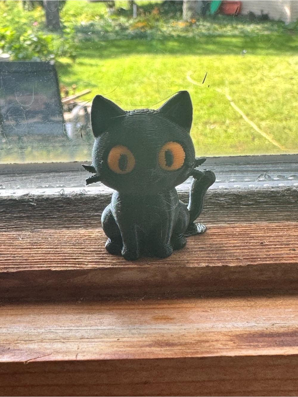 Black Cat Figurine with Orange Eyes 1 inch tall 3D printed